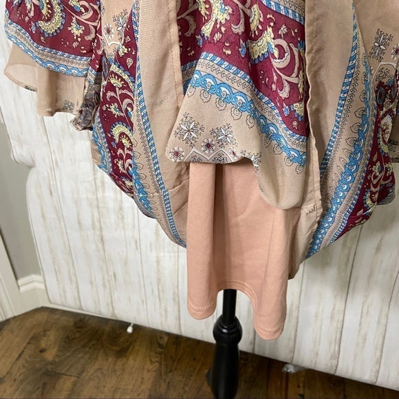 UMGEE NWT Boho Dress Tunic Tan Mandala Medallion Paisley Size Small - Picture 8 of 11